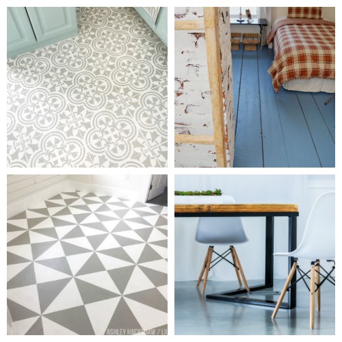 How to Paint a Pattern On Your Floors- An inexpensive way to update your home's flooring on a budget is to paint it! For some great inspiration, check out these 20 gorgeous DIY painted floor ideas! | update your floors on a budget, how to paint linoleum floors, paint tile floors, paint concrete floors, paint hardwood floors, paint wood floors, paint vinyl floors #DIY #homeRenovation #paintedFloors #ACultivatedNest