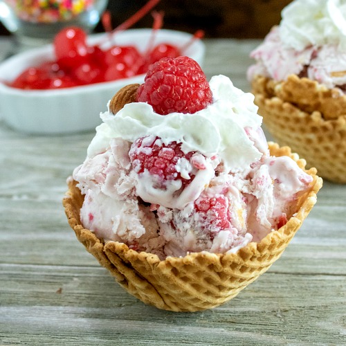 How to Make Raspberry Ice Cream- You don't need an ice cream maker to make a delicious frozen treat this summer! Instead, make this easy raspberry almond no-churn ice cream! | homemade ice cream, make ice cream without ice cream machine, #iceCream #recipe #dessert #noChurnIceCream #ACultivatedNest