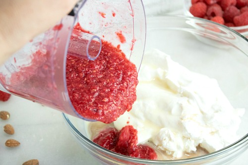 Raspberry No-Churn Homemade Ice Cream- You don't need an ice cream maker to make a delicious frozen treat this summer! Instead, make this easy raspberry almond no-churn ice cream! | homemade ice cream, make ice cream without ice cream machine, #iceCream #recipe #dessert #noChurnIceCream #ACultivatedNest