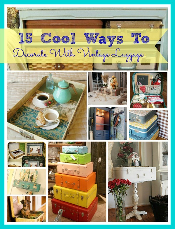 15 Cool Ways To Decorate With Vintage Luggage- Don't let any old luggage you have sit around collecting dust. Instead, upcycle your old suitcases with these 15 genius ways to repurpose old luggage! | #upcycle #repurpose #reuse #recycle #ACultivatedNest