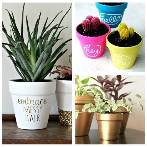 24 Beautiful Ways to Decorate Terracotta Pots- Turn your terracotta pots from drab to fab with inspiration from these 24 gorgeous ways to decorate terracotta pots! You have to try these DIY terracotta pot makeovers! | how to paint terra cotta pots, how to update terra-cotta pots, #DIYProject #terracottaPots #flowerPots #craft #ACultivatedNest