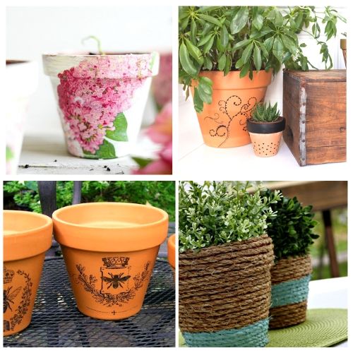 24 Beautiful DIY Terracotta Pots- Turn your terracotta pots from drab to fab with inspiration from these 24 gorgeous ways to decorate terracotta pots! You have to try these DIY terracotta pot makeovers! | how to paint terra cotta pots, how to update terra-cotta pots, #DIYProject #terracottaPots #flowerPots #craft #ACultivatedNest