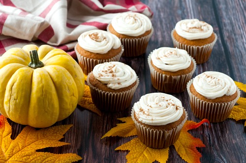 Pumpkin Spice Cupcakes- Not only are pumpkins full of healthy nutrients, but they're also really tasty! This fall, try some of these pumpkin dessert recipes! | #dessert #pumpkin #recipes #pumpkinRecipes #ACultivatedNest