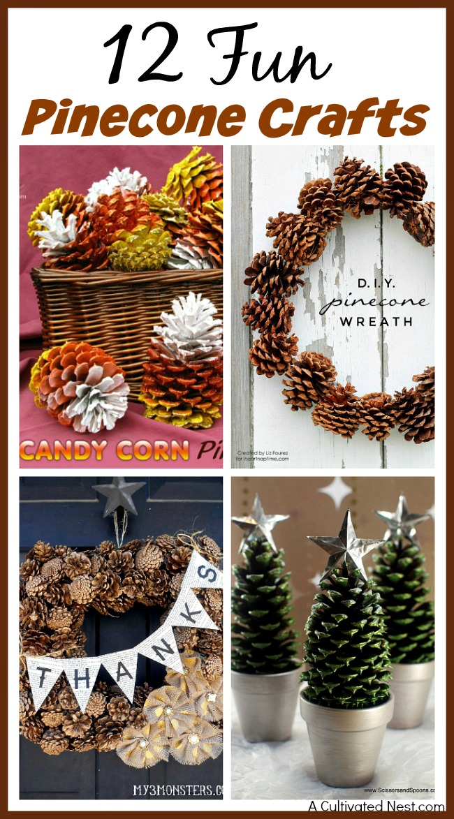 12 DIY Pinecone Crafts -Want to make an inexpensive and easy craft? If you have a lot of pinecones and don't know what to do with them, try one of these 12 fun pinecone crafts!