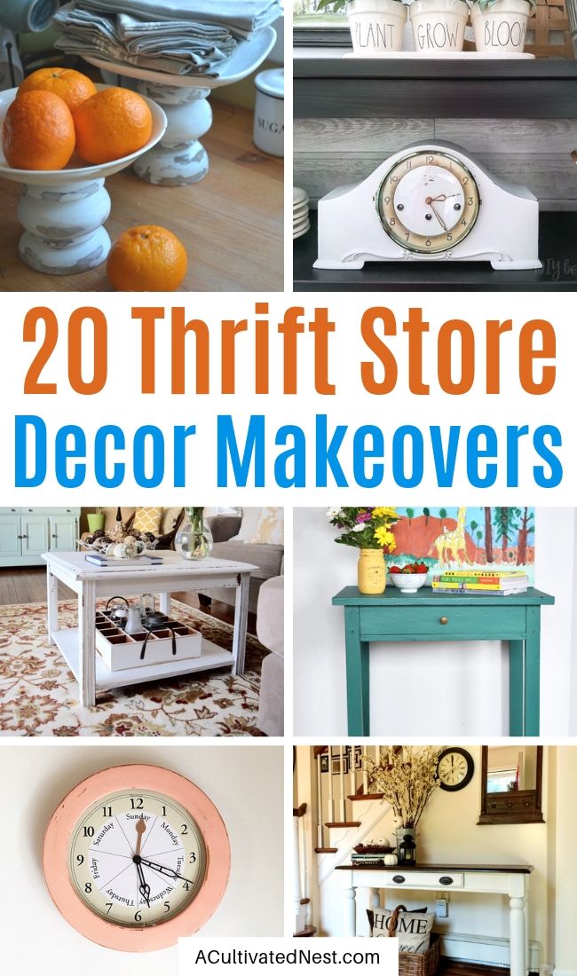 20 Fantastic Thrift Store Decor Makeovers- You can transform your space on a budget with these beautiful thrift store decor makeovers! There are so many ways you can upcycle furniture and other accessories! | #thriftStoreDecor #DIY #craft #upcycle #ACultivatedNest