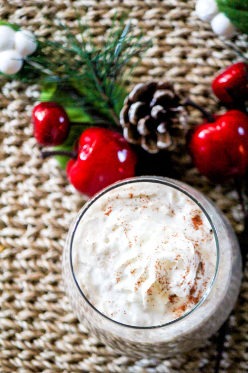 Chocolate Peppermint Eggnog Recipe- This is the ultimate list of easy and delicious Christmas drink recipes. Serve them at your next holiday party and everyone will rave about them for sure! | holiday drink recipes, nonalcoholic drinks, kid friendly drinks, hot drinks, cold drinks, #recipe #drinks #ChristmasDrinks #alcoholicDrinks #ACultivatedNest