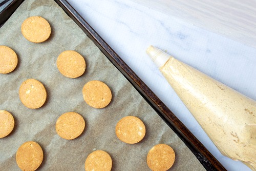 Mini Autumn Sandwich Cookies- These mini pumpkin cheesecake sandwich cookies are just the perfect snacking size! One isn't going to be enough and with one taste, you'll see why! | fall dessert recipes, autumn treat recipes, #recipe #pumpkin #dessert #cookies #ACultivatedNest