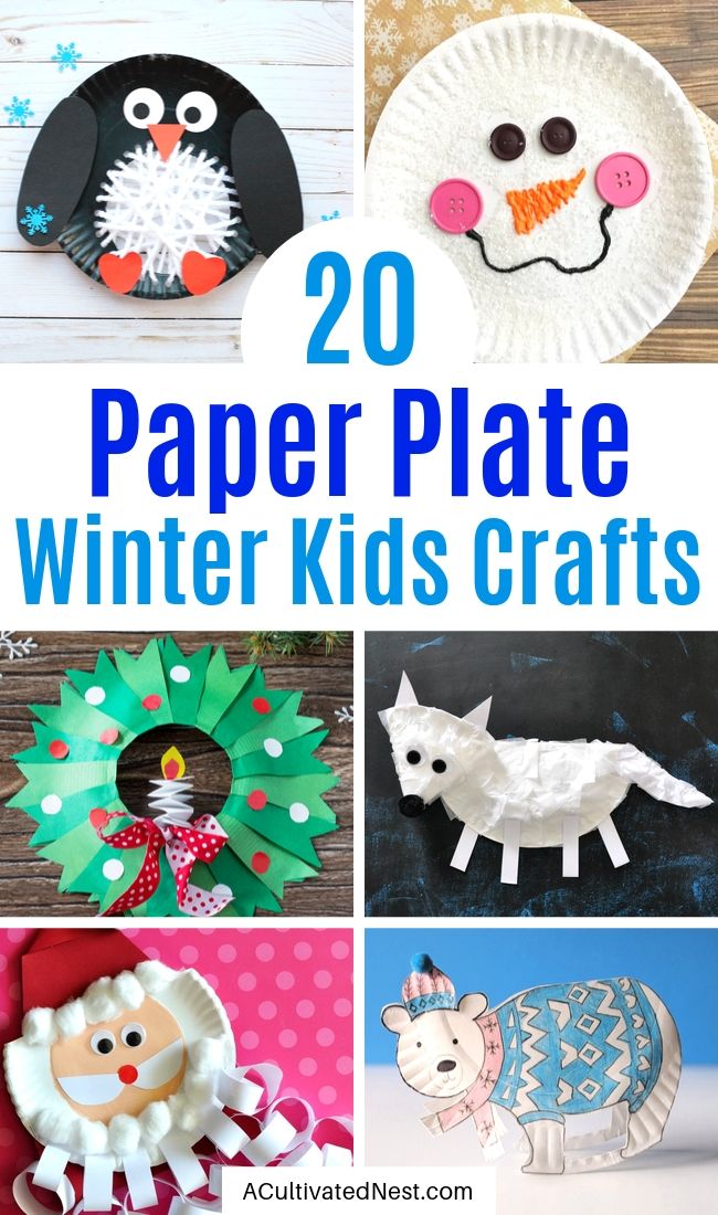 20 Adorable Paper Plate Winter Crafts for Kids- Keep your kids busy this winter with these creative and cute paper plate winter crafts for kids! They will love putting together polar bears, penguins, and more! | #kidsCraft #paperPlateCrafts #crafts #winterCrafts #ACultivatedNest