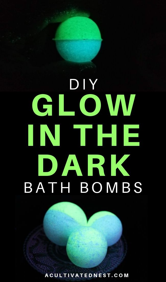 DIY Glow in the Dark Bath Bombs- If you want to use a really fun bath bomb, you need to make these DIY glow in the dark bath bombs! They're so easy to make! Plus, they make a wonderful homemade gift! | how to make glowing bath bombs, Halloween bath bombs, #bathBomb #DIY #craft #beauty #ACultivatedNest