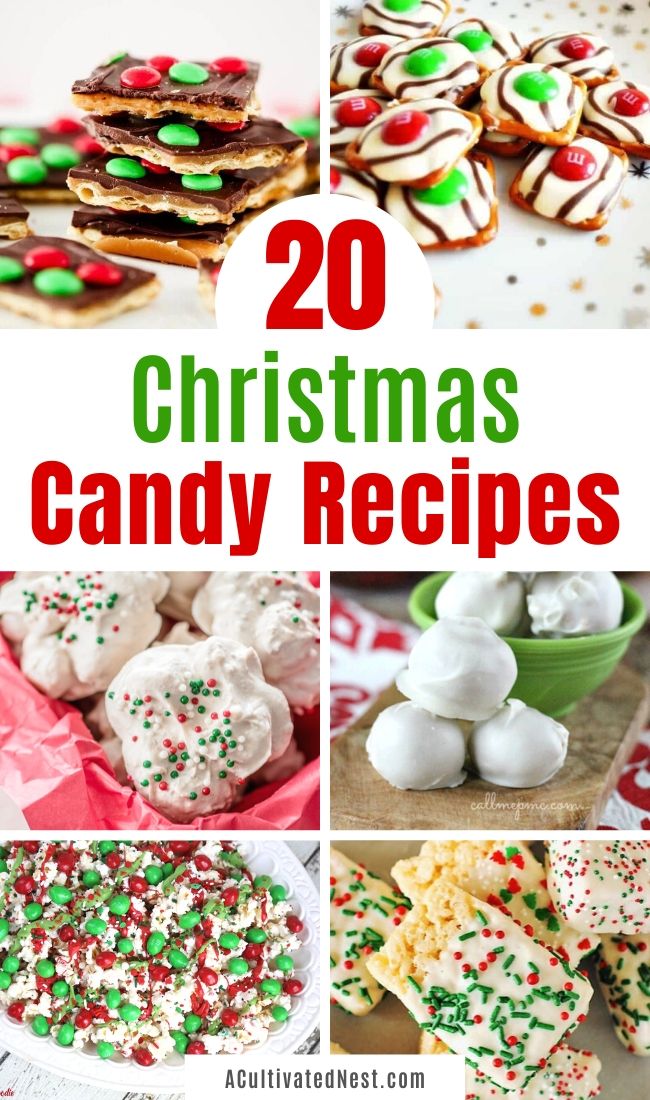 20 Homemade Christmas Candy Recipes- If you want something special to add to your holiday party dessert table, then you have to make some of these delicious homemade Christmas candy recipes. They're easy to make and look so festive! | holiday candy recipes, red and green candy to make, Christmas desserts, #ChristmasRecipes #candyRecipe #recipes #dessertRecipe #ACultivatedNest