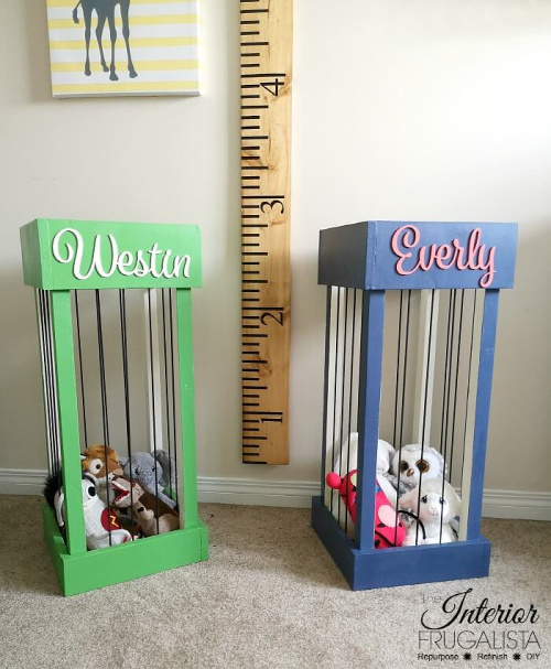 Stuffed Animal Zoo- Tired of toys lying everywhere? You and your kids need these creative DIY toy storage ideas! They're easy to implement and look nice too! | kids room organization, kids playroom organization, how to organize kids toys, #toyStorage #toyOrganization #organizingTips #organization #ACultivatedNest