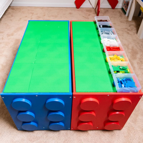 IKEA Lego Table Hack- Tired of toys lying everywhere? You and your kids need these creative DIY toy storage ideas! They're easy to implement and look nice too! | kids room organization, kids playroom organization, how to organize kids toys, #toyStorage #toyOrganization #organizingTips #organization #ACultivatedNest