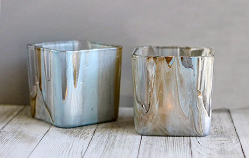 Stunning DIY Poured Paint Votives- These stunning DIY poured paint votives are so easy to make and easy to customize! Add a touch of elegance to your home with this painted votives craft! | #DIY #craft #diyProject #decor #ACultivatedNest