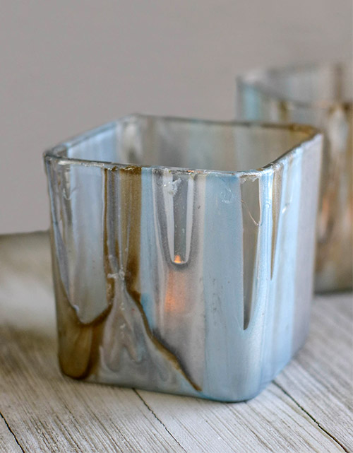 Stunning DIY Painted Votives- These stunning DIY poured paint votives are so easy to make and easy to customize! Add a touch of elegance to your home with this painted votives craft! | #DIY #craft #diyProject #decor #ACultivatedNest