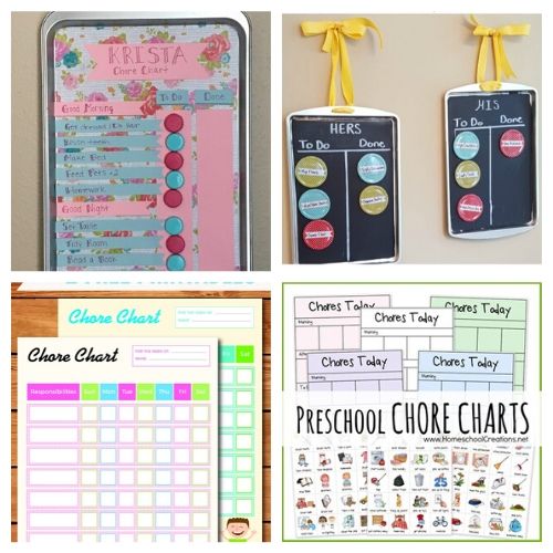 DIY + Printable Preschool Chore Charts- If you want to motivate your child to contribute and become responsible these 16 fun preschool chore charts are an easy way to do it! | #choreCharts #kidsChores #choreChartsForKids #chores #ACultivatedNest