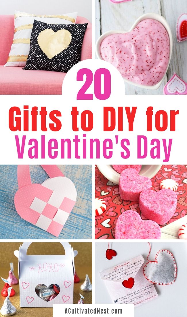 20 Charming Valentine's Day DIY Gifts- Give something special to your friends and family this Valentine's with these charming Valentine's Day DIY gifts! They're sure to be very much appreciated, and all these homemade gifts are easy to make! | Valentine's Day gift ideas, Valentine's Day crafts, #DIY #ValentinesDay #diyGift #homemadeGift #ACultivatedNest