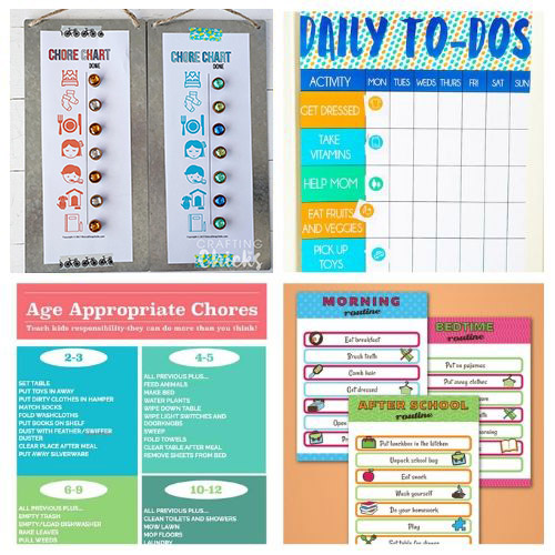 Printable + DIY Preschool Chore Charts- If you want to motivate your child to contribute and become responsible these 16 fun preschool chore charts are an easy way to do it! | #choreCharts #kidsChores #choreChartsForKids #chores #ACultivatedNest