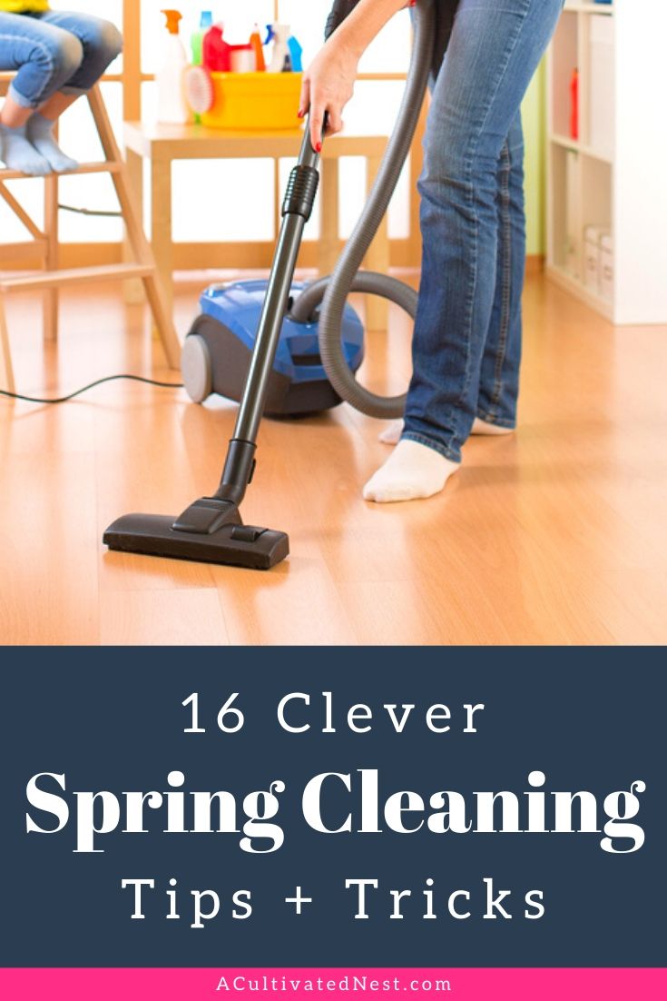 16 Spring Cleaning Tips To Make Your Home Shine- Spring cleaning doesn't have to be difficult. With the help of these spring cleaning tips and tricks, you'll get your home shining in no time! | #springCleaning #cleaning #deepCleaning #cleaningTips #ACultivatedNest
