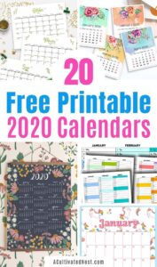 20 Free Printable 2020 Calendars- A Cultivated Nest