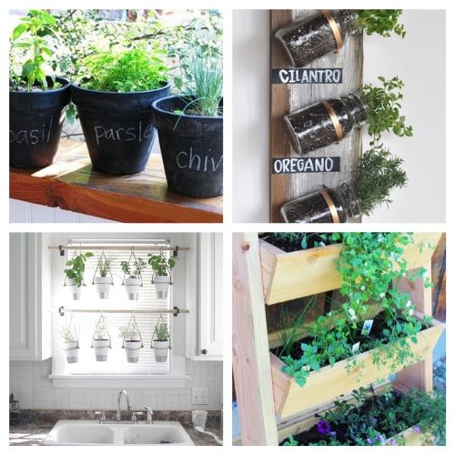 20 Easy DIY Herb Garden Planter Ideas- You'll always have fresh herbs on hand when you make any of these DIY herb garden ideas! They are so easy to make and add style to your space! | indoor herb garden, outdoor herb garden, #herbGarden #gardening #DIY #indoorGardening #ACultivatedNest