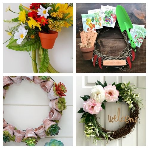 20 Lovely Summer Garden Wreath DIYs- These DIY summer garden wreaths are lovely and will be so inviting and welcoming! Make them as homemade gifts or keep them for yourself! | #diy #wreaths #diyWreaths #crafts #ACultivatedNest