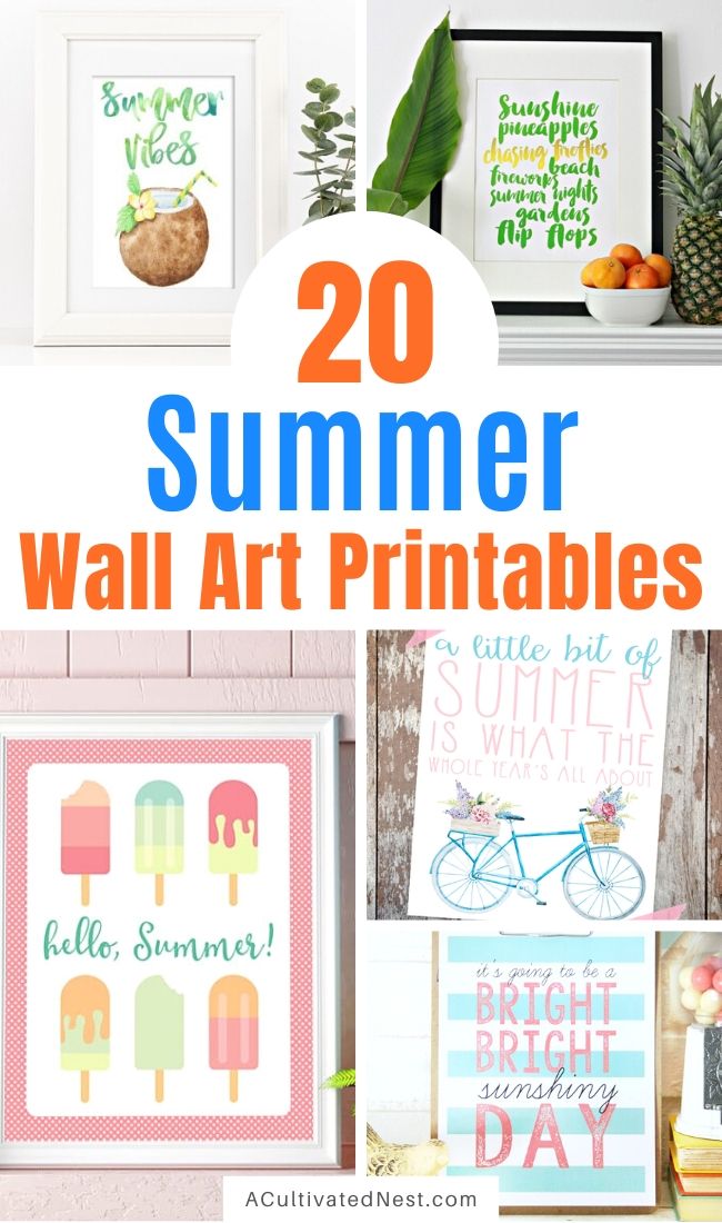 20 Free Summer Wall Art Printables- If you want to update your home's decor for summer on a budget, you need these free summer wall art printables! These adorable free printables are just what you need to add some summer style to your home! | #freePrintables #wallArt #printables #summerDecor #ACultivatedNest