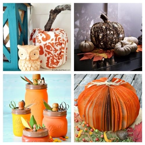 20 Beautiful Fall Pumpkin Decor Crafts- Time to break out the crafting supplies and get busy on these beautiful fall pumpkin decor DIYs! They are so much fun and look fabulous! | #DIY #craft #fallDecor #fallDIY #ACultivatedNest