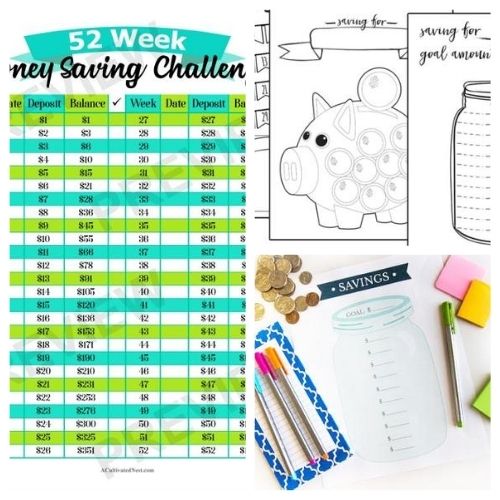 10 Free Printable Savings Trackers- These fabulous free printable savings trackers will help you get your finances in order and ready for whatever you are saving for! | #savingsTracker #saveMoney #moneySavingTips #freePrintables #ACultivatedNest