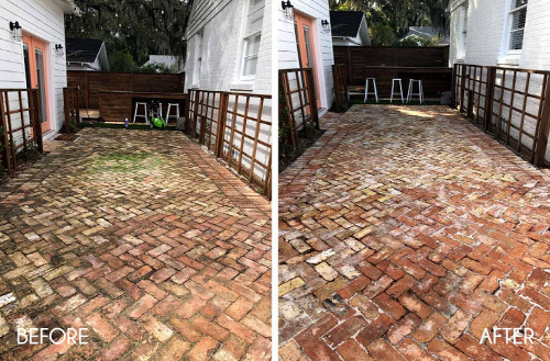 Clean Your Brick Path- Your yard is going to look fabulous with these brilliant backyard cleaning tips! It will be ready for entertaining, sipping on sweet tea, or resting. | how to clean your patio, how to clean your fence, how to clean your backyard, #cleaningTips #cleaning #backyard #yard #ACultivatedNest