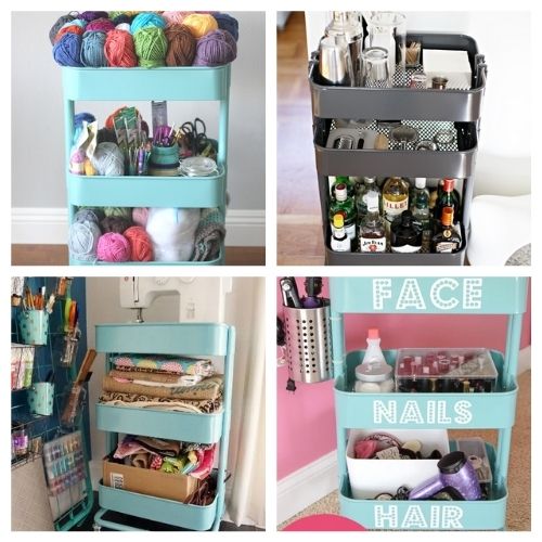 12 IKEA Utility Cart Organizing Ideas- These incredible IKEA Raskog cart organizing ideas will have your home organized in a flash! This is such an easy way to organize! | #organizingTips #organization #organize #homeOrganization #ACultivatedNest