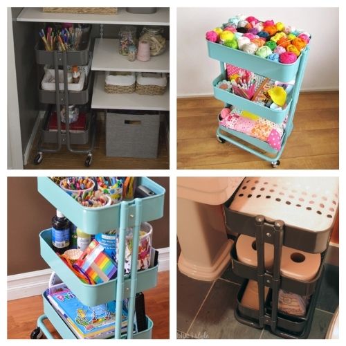 12 IKEA Cart Organizing Ideas- These incredible IKEA Raskog cart organizing ideas will have your home organized in a flash! This is such an easy way to organize! | #organizingTips #organization #organize #homeOrganization #ACultivatedNest