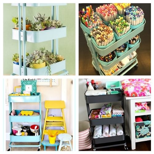 12 Utility Cart Organizing Ideas- These incredible IKEA Raskog cart organizing ideas will have your home organized in a flash! This is such an easy way to organize! | #organizingTips #organization #organize #homeOrganization #ACultivatedNest