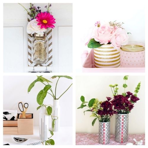 20 Gorgeous Flower Vase DIYs- You don't want to miss these gorgeous DIY flower vase ideas! They're perfect décor for your home or office space! | #DIY #flowerVases #crafts #diyProjects #ACultivatedNest