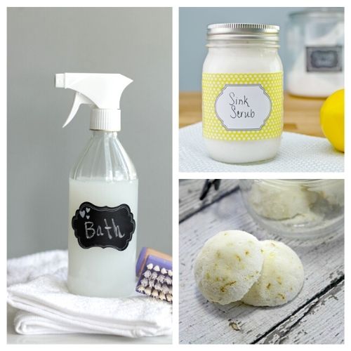 10 DIY Bathroom Cleaning Products- These incredible DIY bathroom cleaning products are inexpensive, easy to make, and will leave your bathroom fresh and clean! | #homemadeCleaningProducts #diyCleaners #bathroomCleaning #cleaningTips #ACultivatedNest