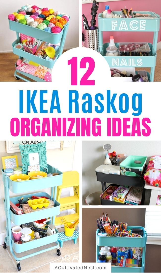 12 IKEA Raskog Cart Organizing Ideas- These clever IKEA Raskog cart organizing ideas will help you get your home organized quickly and easily! Utility carts are such a great way to organize any space! | #organizingTips #organization #raskogCart #homeOrganization #ACultivatedNest