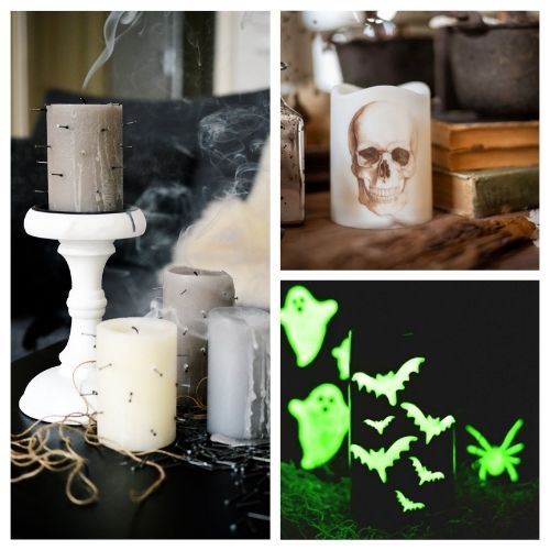 Skull Candle Holder DIY Halloween Decoration using Dollar Tree Items