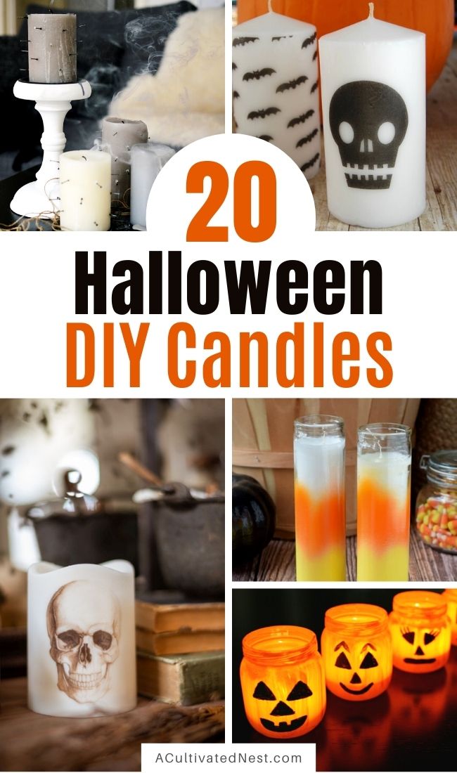 20 Spooky DIY Halloween Candles- These fun DIY Halloween candles are exactly what you need to add a spooky touch to your space this October! | #Halloween #DIYs #diyCandles #crafts #ACultivatedNest