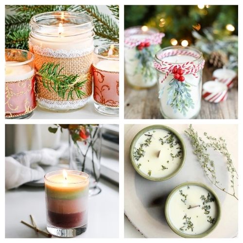 20 Gorgeous Christmas Candle Crafts- These gorgeous DIY Christmas candles are the perfect way to spruce up your space for the holidays! And they make lovely DIY gifts, too! | #Christmas #diyCandles #ChristmasCrafts #ChristmasDIYs #ACultivatedNest