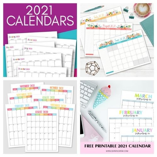 20 Free 2021 Printable Calendars- These lovely free printable 2021 calendars are just what you need! They are perfect for your home office or planning your schedule. | #freePrintables #printables #calendars #2021Calendars #ACultivatedNest