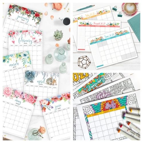 20 Free Printable 2021 Calendars- These lovely free printable 2021 calendars are just what you need! They are perfect for your home office or planning your schedule. | #freePrintables #printables #calendars #2021Calendars #ACultivatedNest