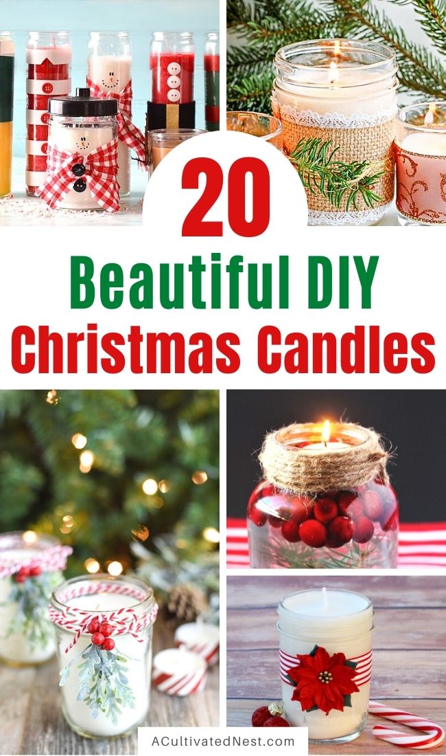 DIY Christmas Napkin Decoupage Candles - Crafty Morning