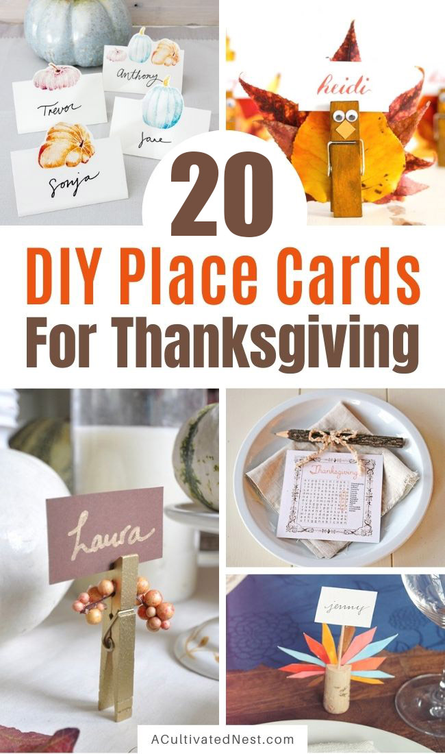 20 Easy DIY Ideas for Thanksgiving Place Cards