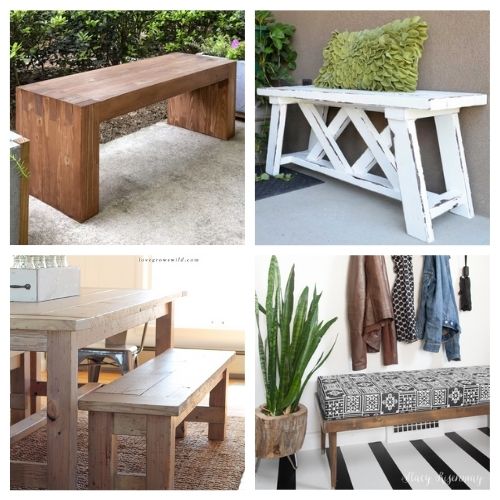 16 Beautiful DIY Benches- You're not going to want to miss these beautiful homemade DIY benches! They are easy to make and would look beautiful in any home! | #diyProjects #diy #diyFurniture #diyBenches #ACultivatedNest