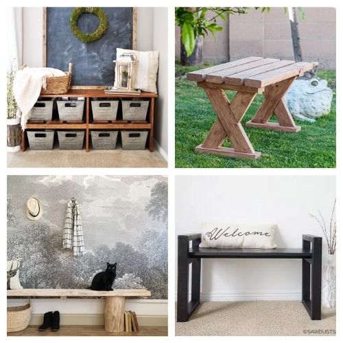 16 Beautiful Benches You Can Make Yourself- You're not going to want to miss these beautiful homemade DIY benches! They are easy to make and would look beautiful in any home! | #diyProjects #diy #diyFurniture #diyBenches #ACultivatedNest