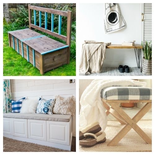 16 Beautiful Homemade Benches- You're not going to want to miss these beautiful homemade DIY benches! They are easy to make and would look beautiful in any home! | #diyProjects #diy #diyFurniture #diyBenches #ACultivatedNest