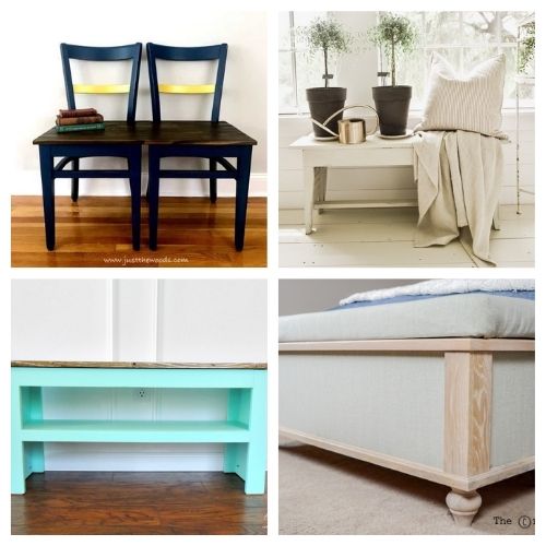 16 Beautiful DIY Bench Tutorials- You're not going to want to miss these beautiful homemade DIY benches! They are easy to make and would look beautiful in any home! | #diyProjects #diy #diyFurniture #diyBenches #ACultivatedNest