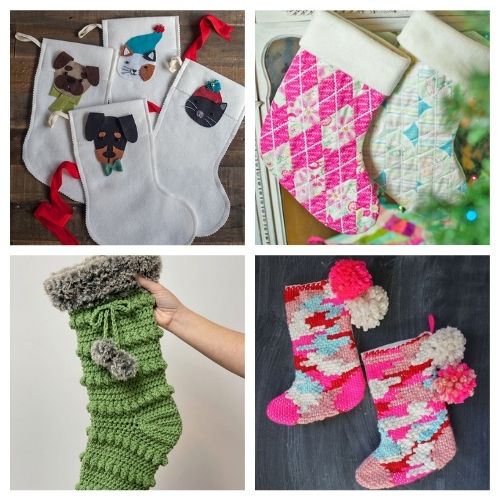 20 Jolly Handmade Christmas Stockings- These jolly DIY Christmas stockings are great for sewing beginners and will add a festive charm to your home for the holidays! | #Christmas #sewingProjects #ChristmasDIY #ChristmasStockings #ACultivatedNest