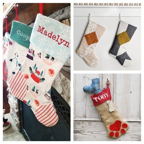 20 Jolly DIY Christmas Stockings- These jolly DIY Christmas stockings are great for sewing beginners and will add a festive charm to your home for the holidays! | #Christmas #sewingProjects #ChristmasDIY #ChristmasStockings #ACultivatedNest