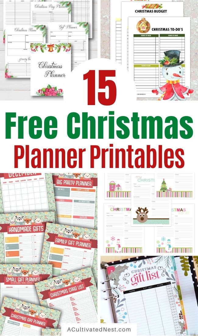 12 Charming Free Printable Christmas Planners- Have a less stressful holiday season with these charming free printable Christmas planners! They are a holiday organizing game-changer! | #freePrintables #Christmas #plannerPrintables #ChristmasPlanner #ACultivatedNest