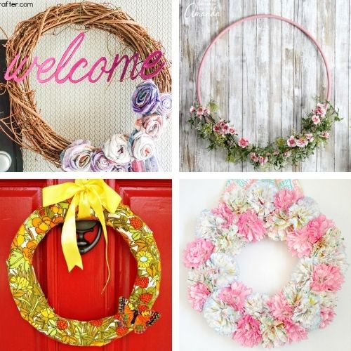 20 Beautiful Dollar Store Spring Wreath Crafts- Decorate your home for spring on a budget with these beautiful dollar store DIY spring wreaths! They're easy to make, and look beautiful! | #springDecor #diyProjects #diyWreaths #wreaths #ACultivatedNest